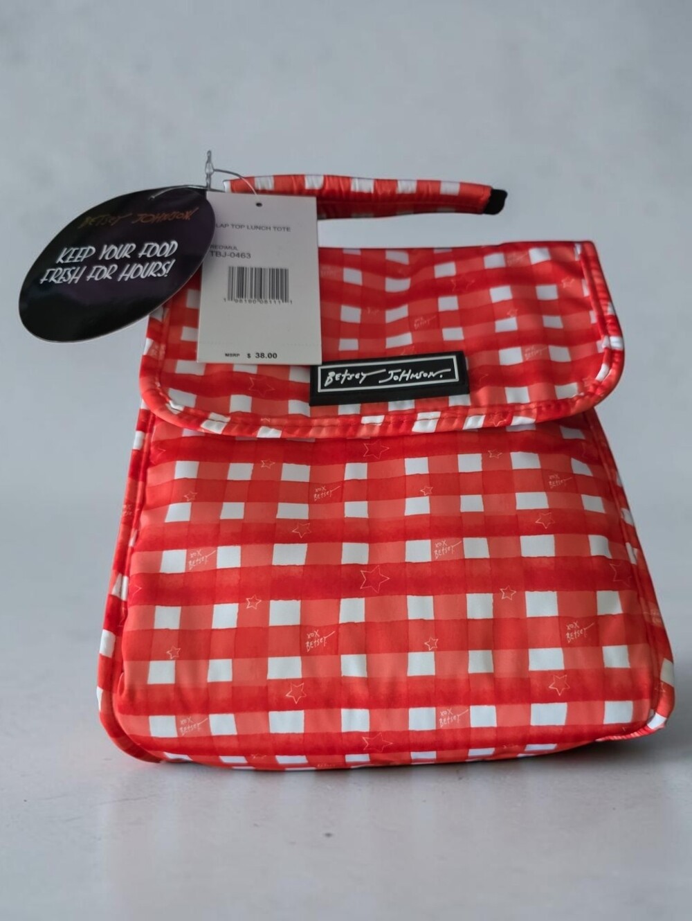 Betsey Johnson Red White Gingham Or Floral Insulated Lunch Tote